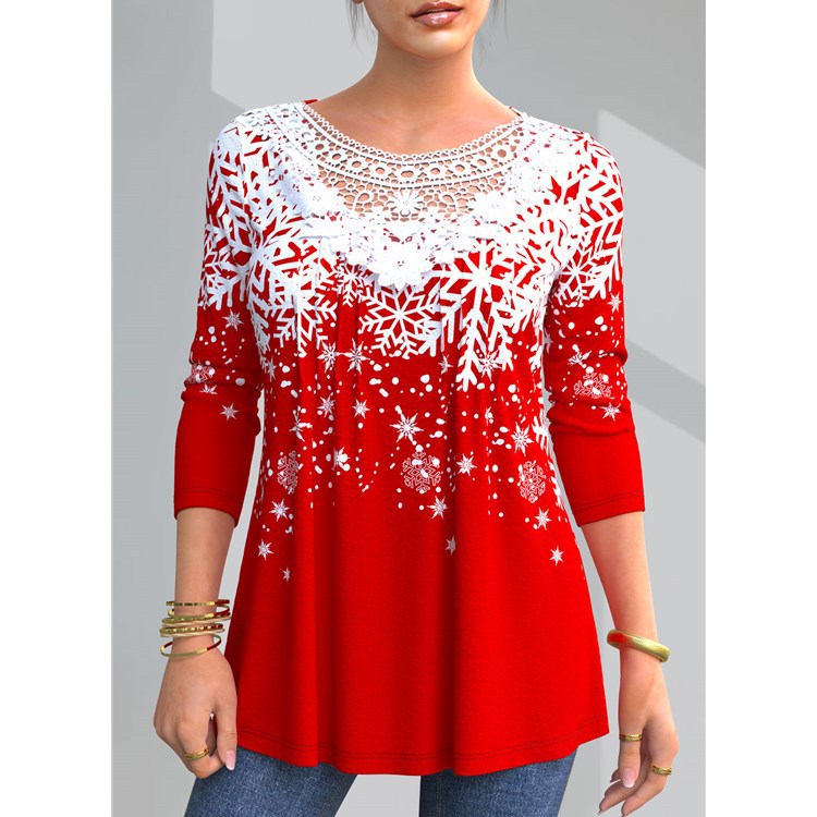Plus Size Christmas Element Loose Top T-shirt