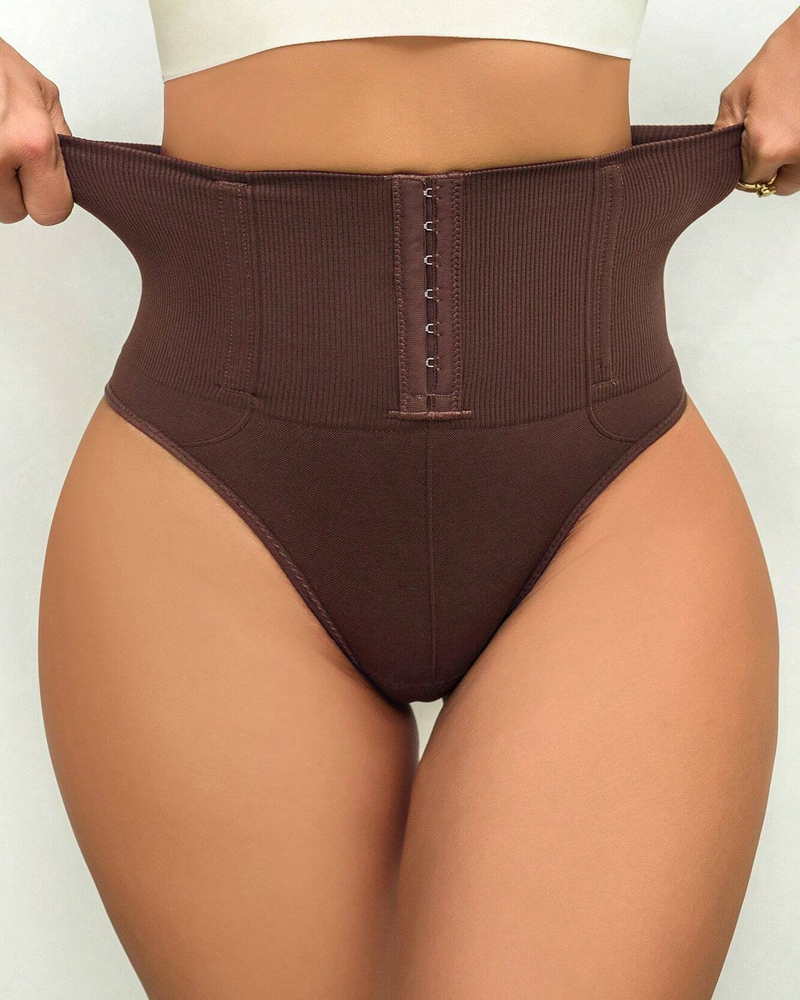 High Waist Seamless Single Breasted Shaping Thong