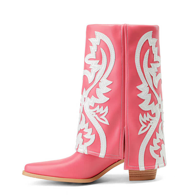 GOOSHOE Colorful Rhinestone Pointed Toe Women's Pants Short Boots High Wedge Heels Overlay Cowboy Ankle Booties Shoes