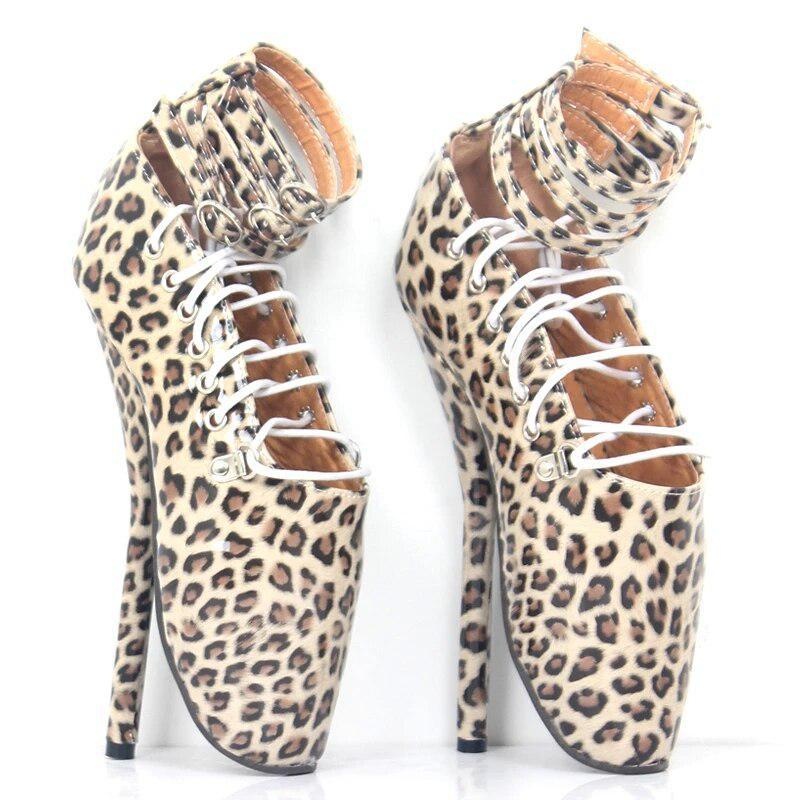 GOOSHOE Fetish Ballet Shoes 7" High Heels Cross-tied Ankle Strap Strappy Pumps