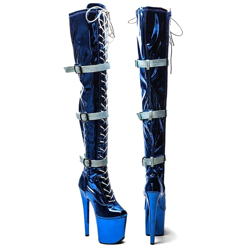 VCshoes 20CM/8inche Shiny PU Upper Open Toe Fashion Trend High Heel Platform Boots Pole Dance Boots