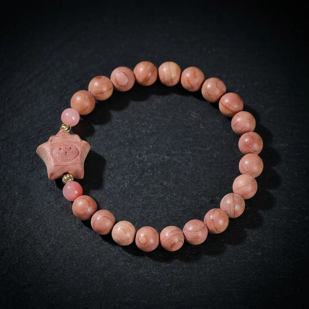 JiStones Celestial Smile | Handcrafted Aged Cedar Wood Stress-Relief Bracelet Celestial Star-18mm