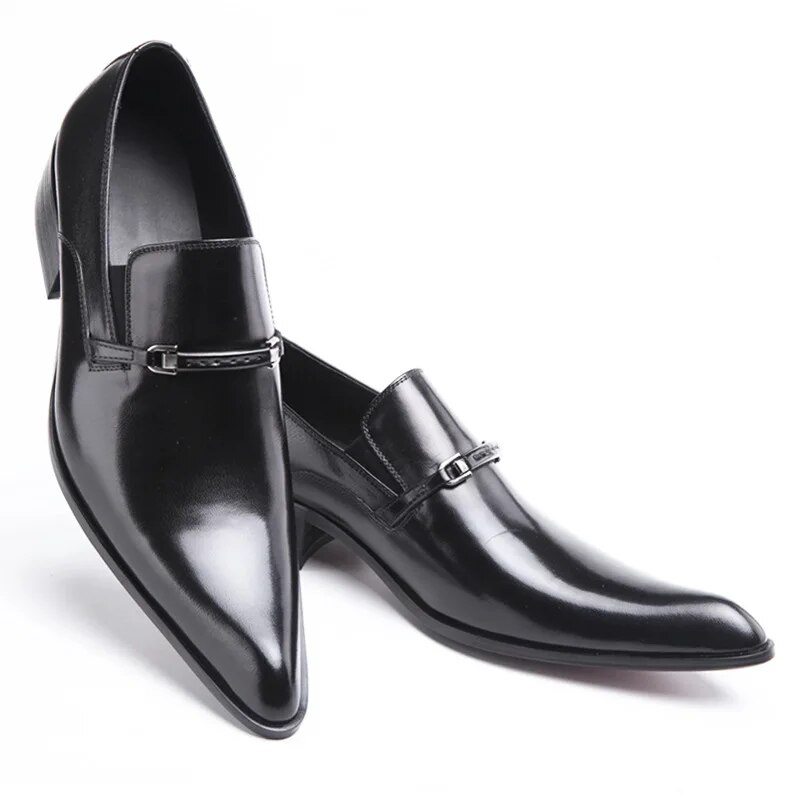 VCSHOES Men Dress Italian Leather Shoes Men Leather Moccasin Formal Male Shoes Pointed Toe Shoes For Men