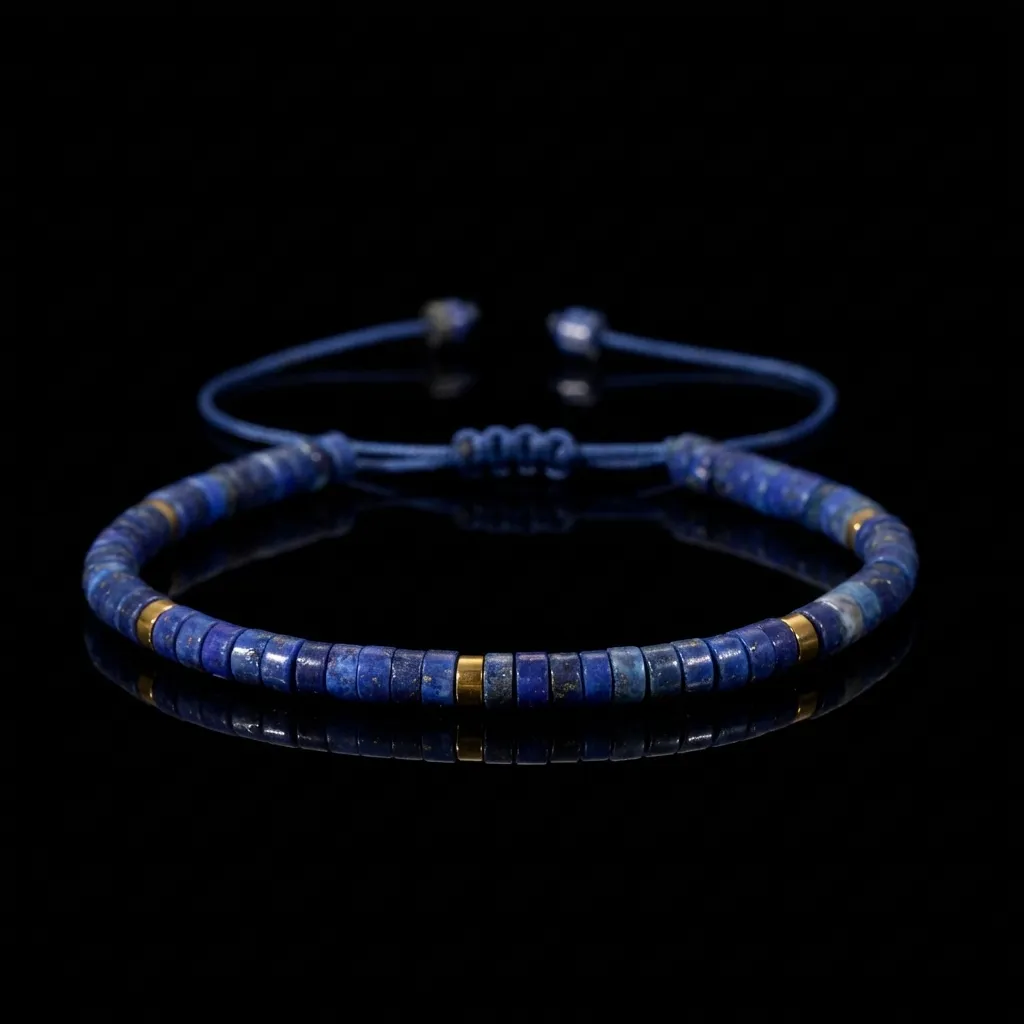 Celestial Lapis Lazuli Woven Bracelet | Handcrafted Natural Gemstone Series
