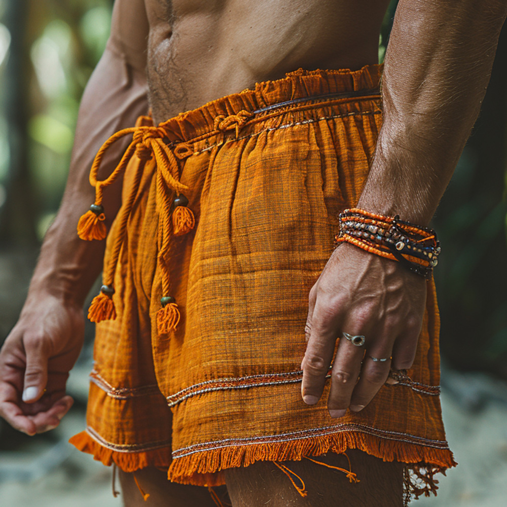 Summer Loose Retro Ethnic Style Printed Casual Shorts