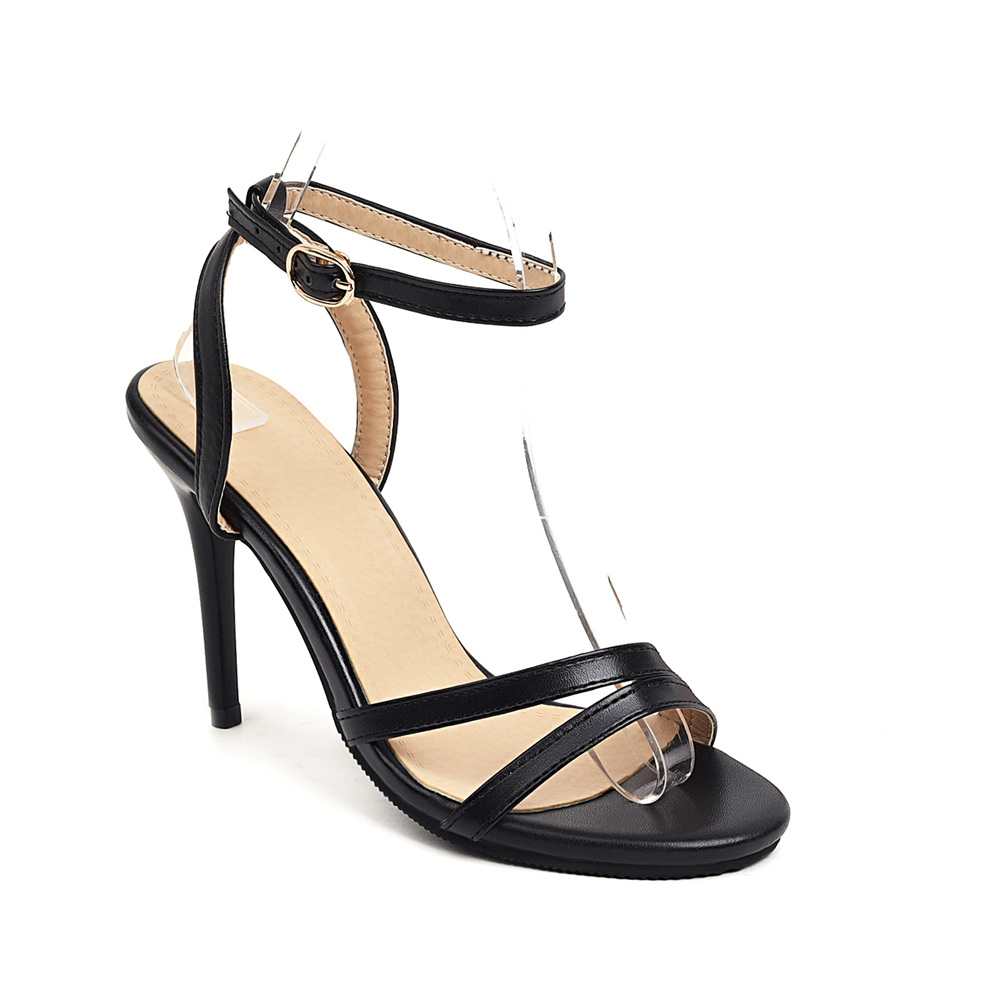 GOOSHOE High Stiletto Red Sandals Large Women's Shoes With Thin Straps And Metal Buckles Microfiber Green