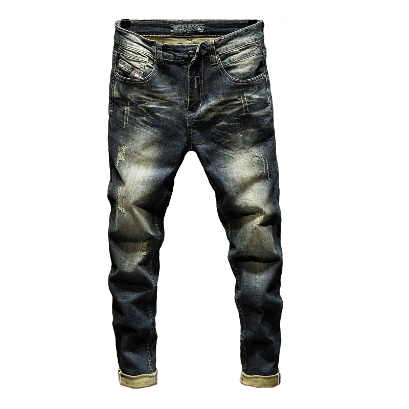 Jeans Mens Denim Pants Slim Fit Retro Stretch 2025 Spring And Autumn Trousers For Man Streetwear Moto Biker Jeans High Quality