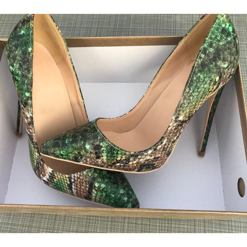 GOOSHOE Green Snake Pattern 12cm Women Shoes Girls 10cm High Heels Printed Multi Colors Stilettos 8cm Shoes