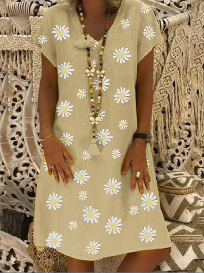 New V-neck Polka Dot Print Loose Casual Dress