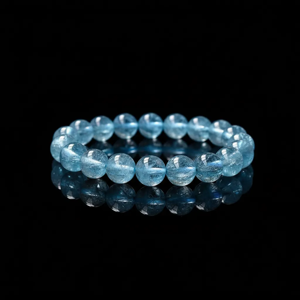 JiStones Ethereal Aquamarine Natural Crystal Bracelet - Celestial Blue Serenity