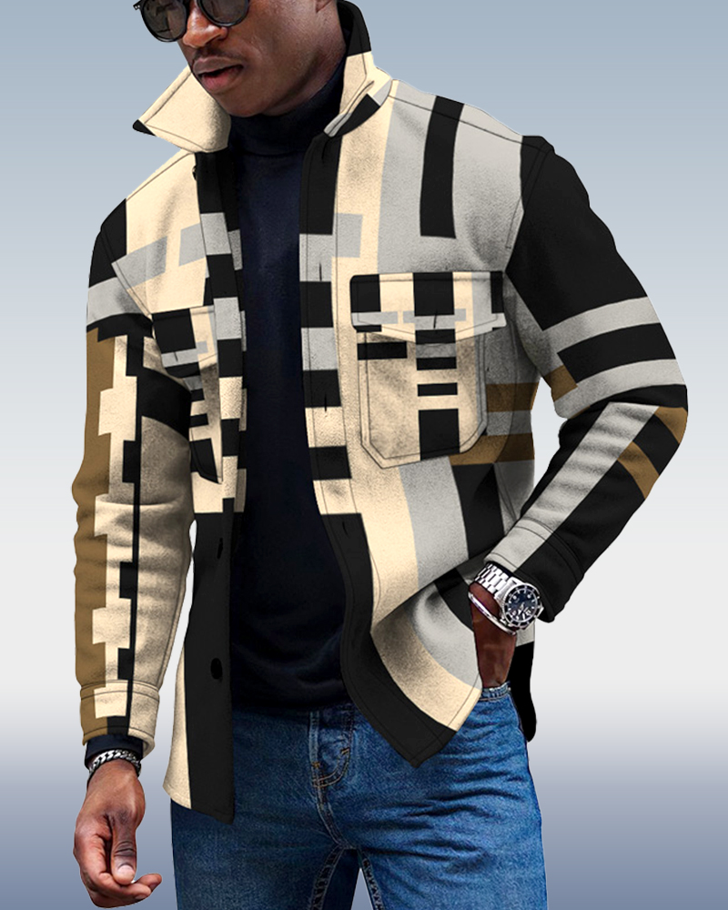 Men's Casual Geometric Pattern Jacket 005