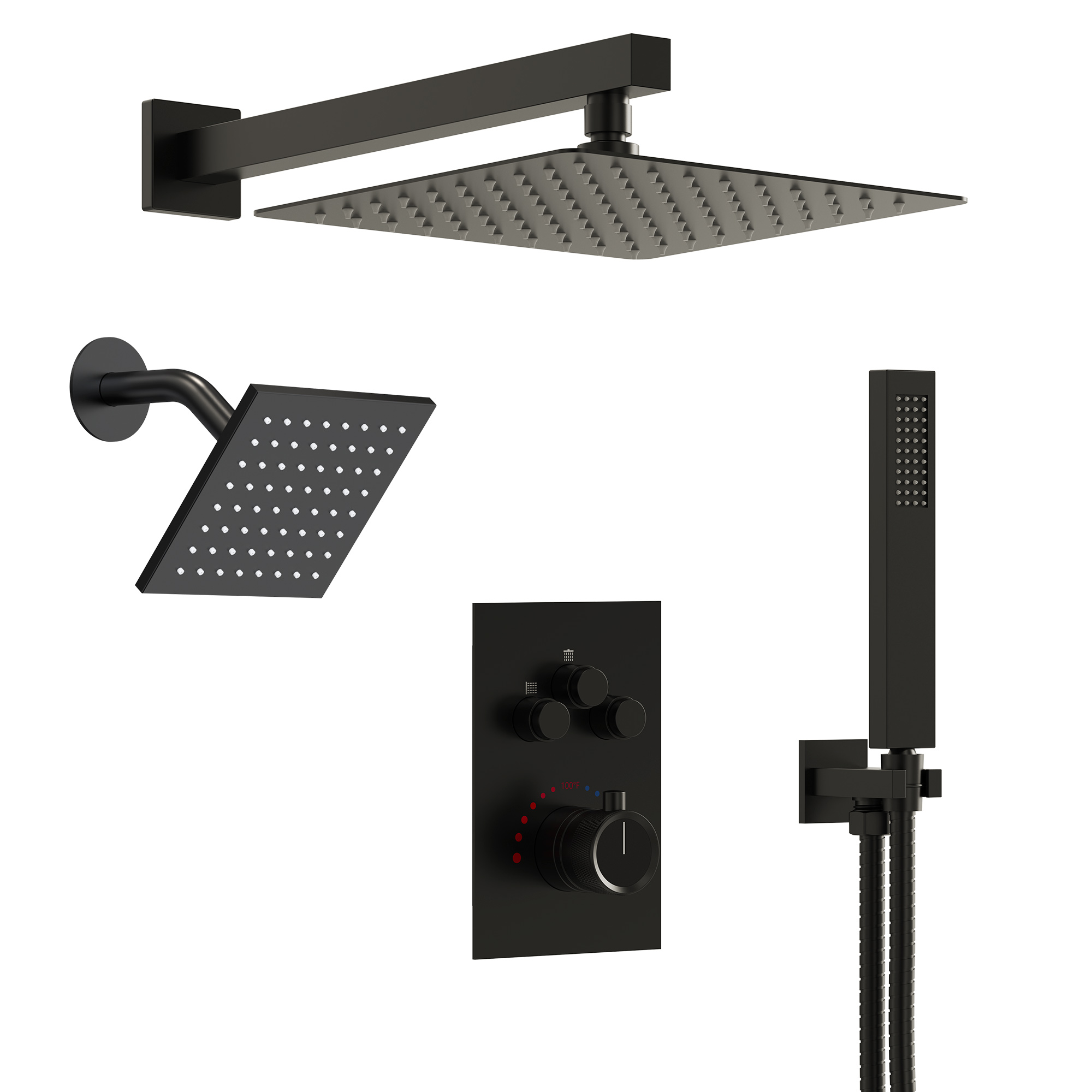 3 Sprayer Modes Shower System in Matte Black SFS-1003A-BK12