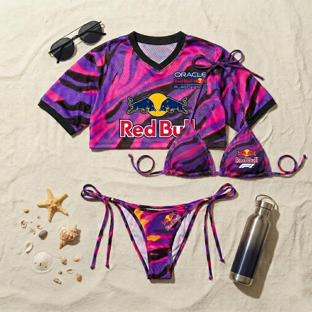 Racing Print Beach Bikini Piece Set