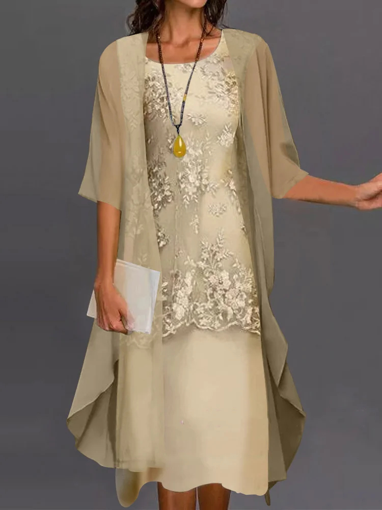 Elegant Lace Dress Two-Piece Set