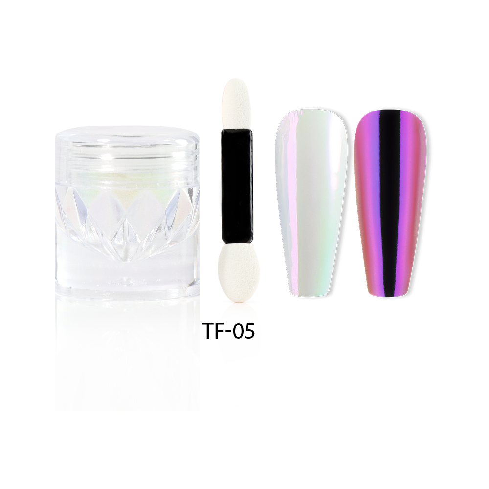 Aurora Unicorn Mirror Powder with Sponge Stick | High Light Nail Powder | TF-05