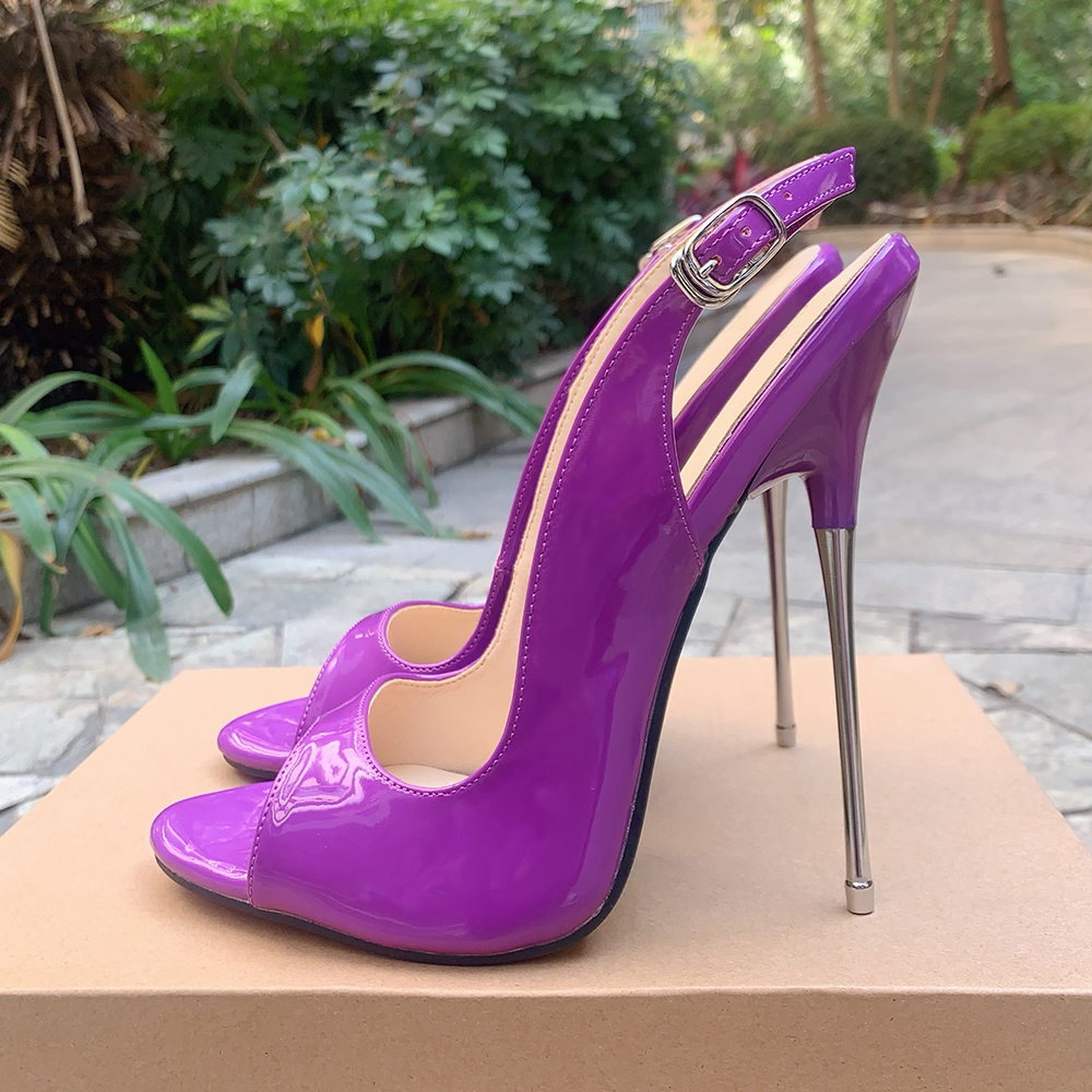 GOOSHOE Man16cm Thin High Heels Wine Red Sandals Pumps Peep Toe Woman Cross Dresser Fetish