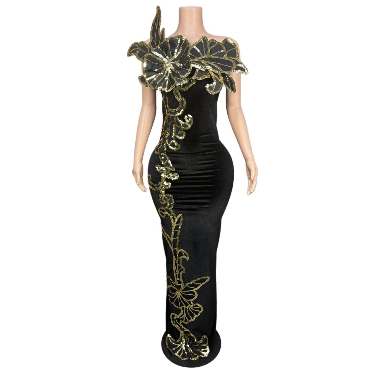GOOSHOE Arabic Charming Black Women's Mermaid Modern Dresses Appliques Prom Gowns Vestidos Xiangrikui