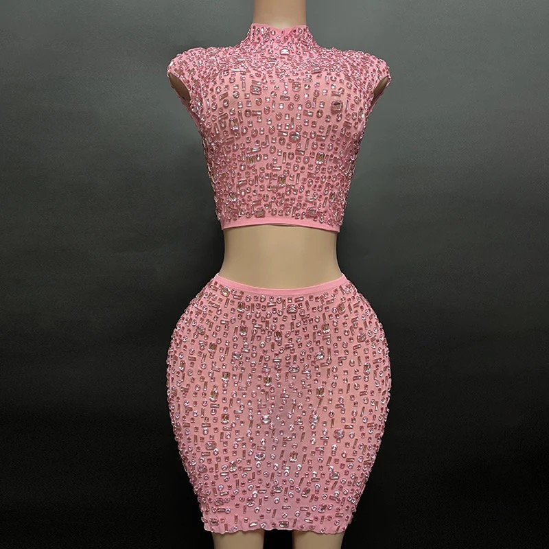 GOOSHOE Gold Mesh Cocktail Dresses Club Bodycon Women Clothing With Rhinestone