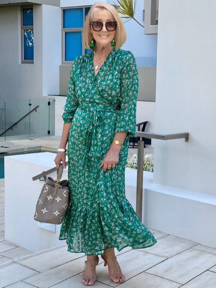 Floral Print V-neck Boho Maxi Dress