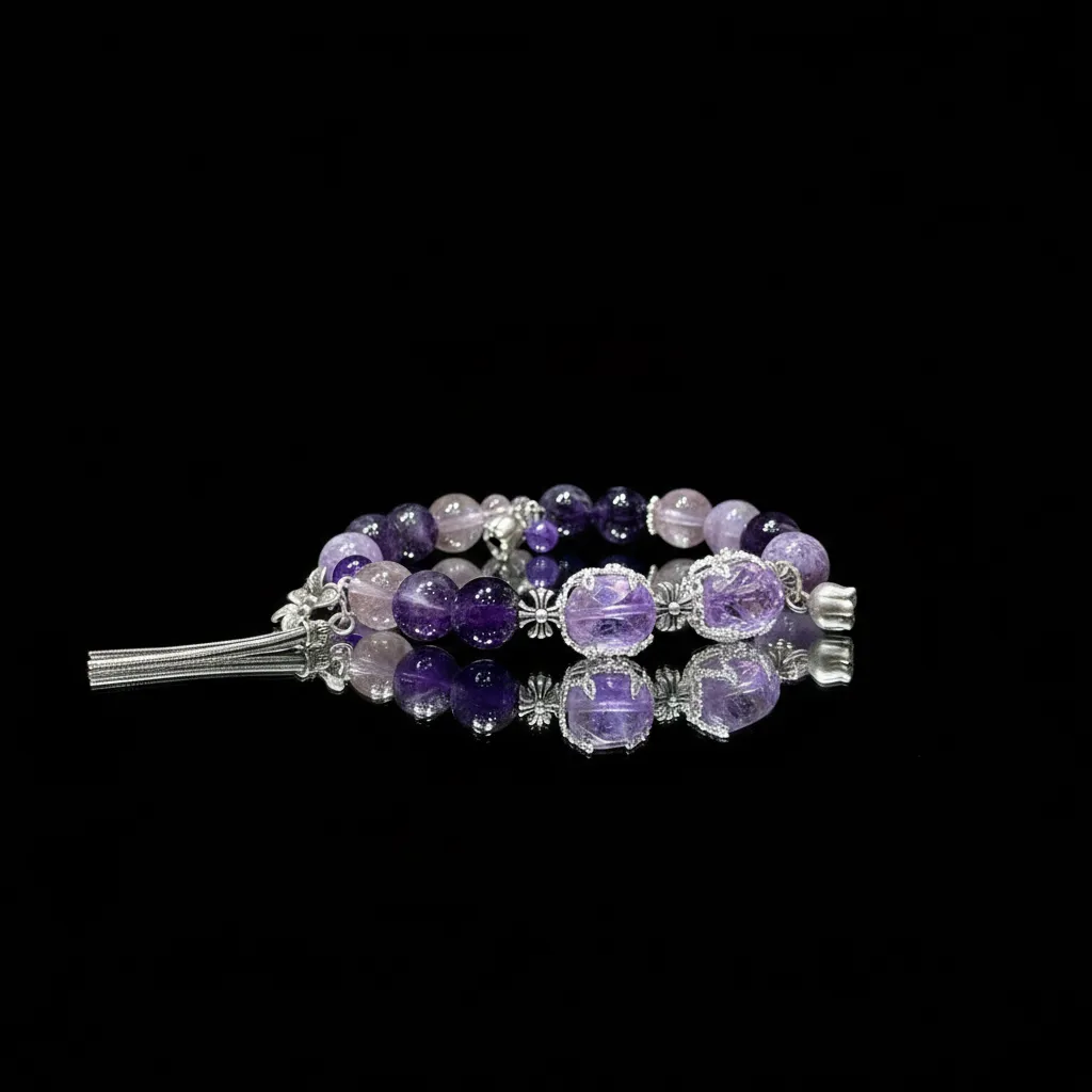 JiStones Ethereal Amethyst "Aura of Li" Bracelet - Vintage Tassel Edition