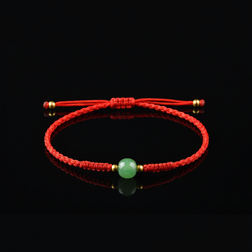 The Serenity Jade Bracelet | Hand-Woven Artisan Series red rope
