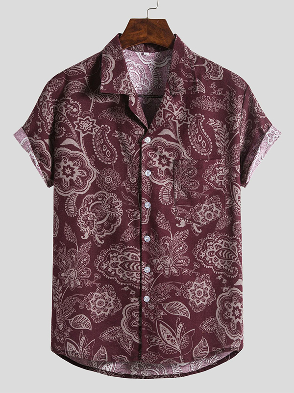 Printed Short Sleeves Lapel Blouses&shirts Tops