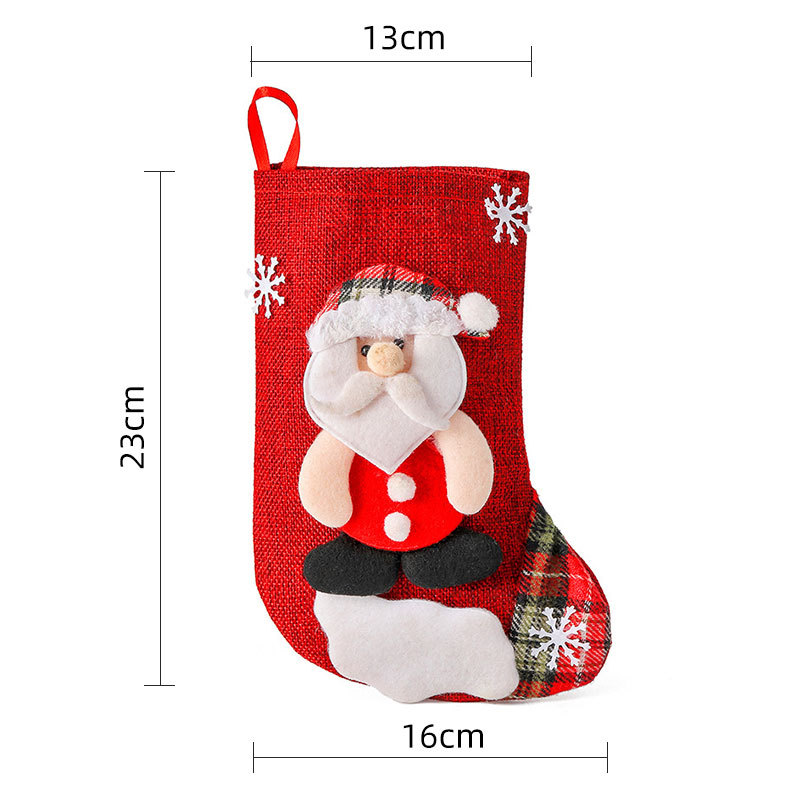 Medium Linen Christmas Socks Christmas Decorations Christmas Gift Bags-MERUMOTE