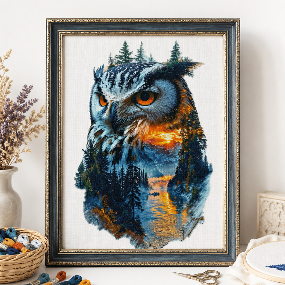 Non-full embroidery] [ZZ8651-Owl landscape]_ 75.09_ Painting Fairy