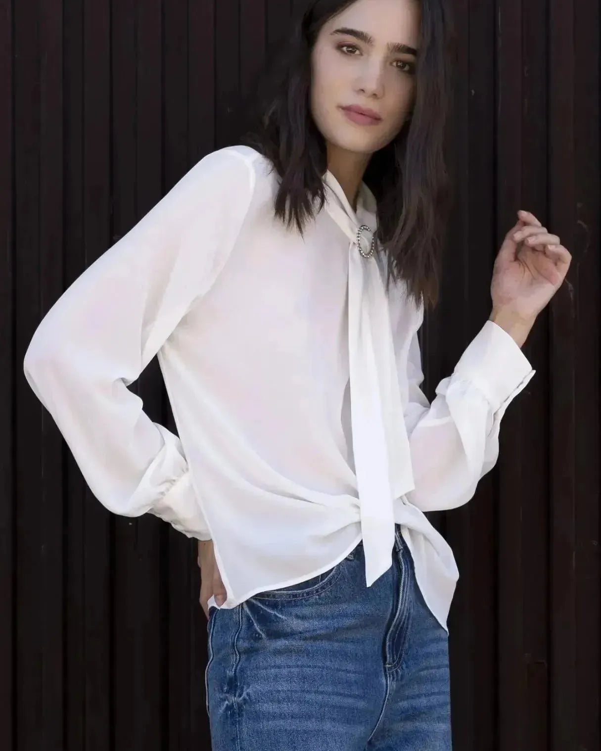 Chemise Cravate Femme Chic à Col Papillon - Élégante et Confortable pour Toutes Occasions