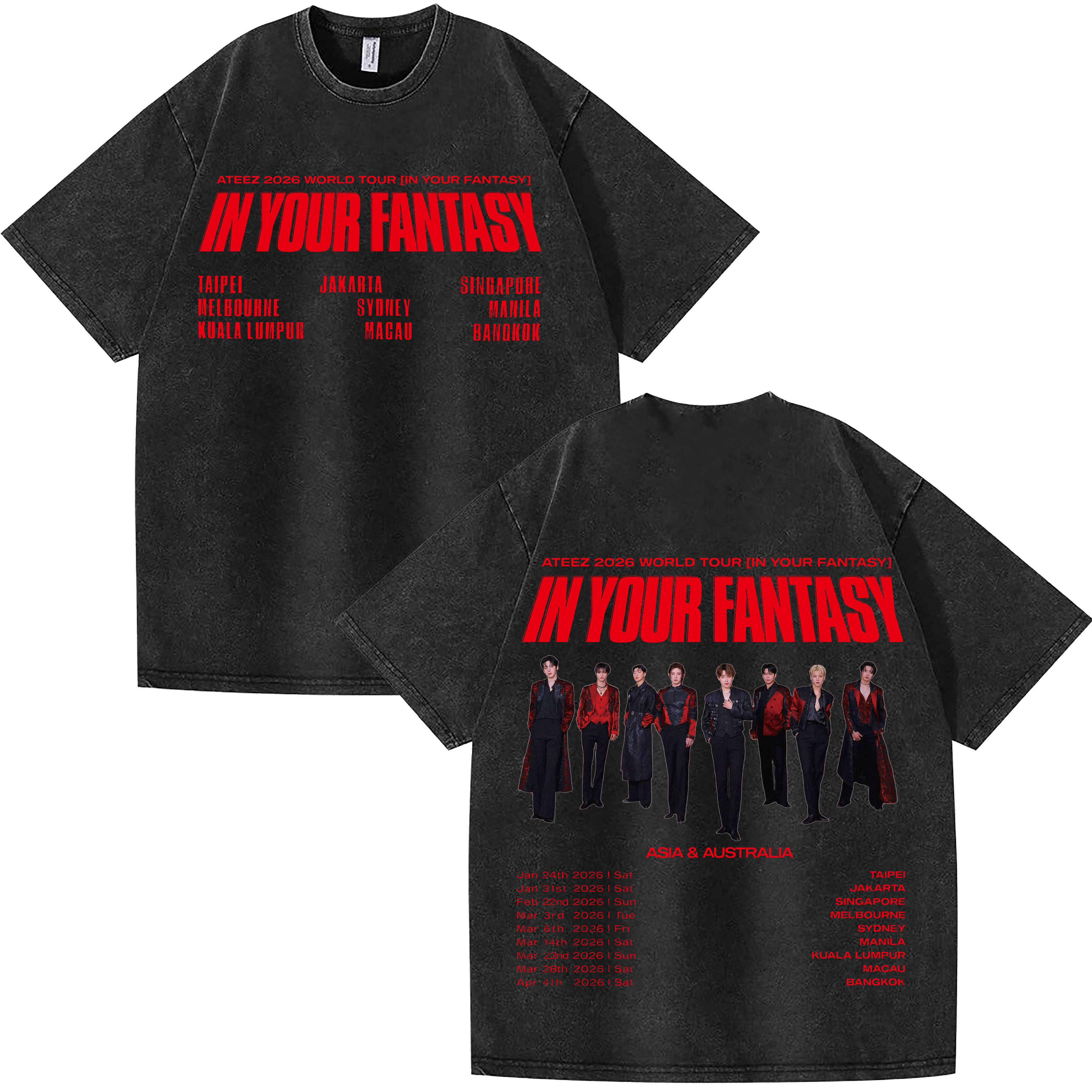 Ateez 2026 In Your Fantasy Tour Asia & Australia Setlist Washed T