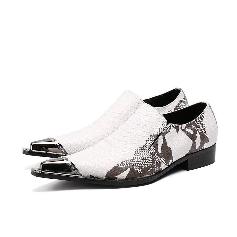 GOOSHOE Pointed Toe White Men Leather Shoes Men Dress Shoes Formal Men Shoes
