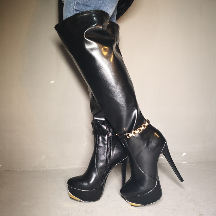 GOOSHOE Women Long Boots Stiletto High Heels Boots Leather Knee High Tall Boots High Heels For Party