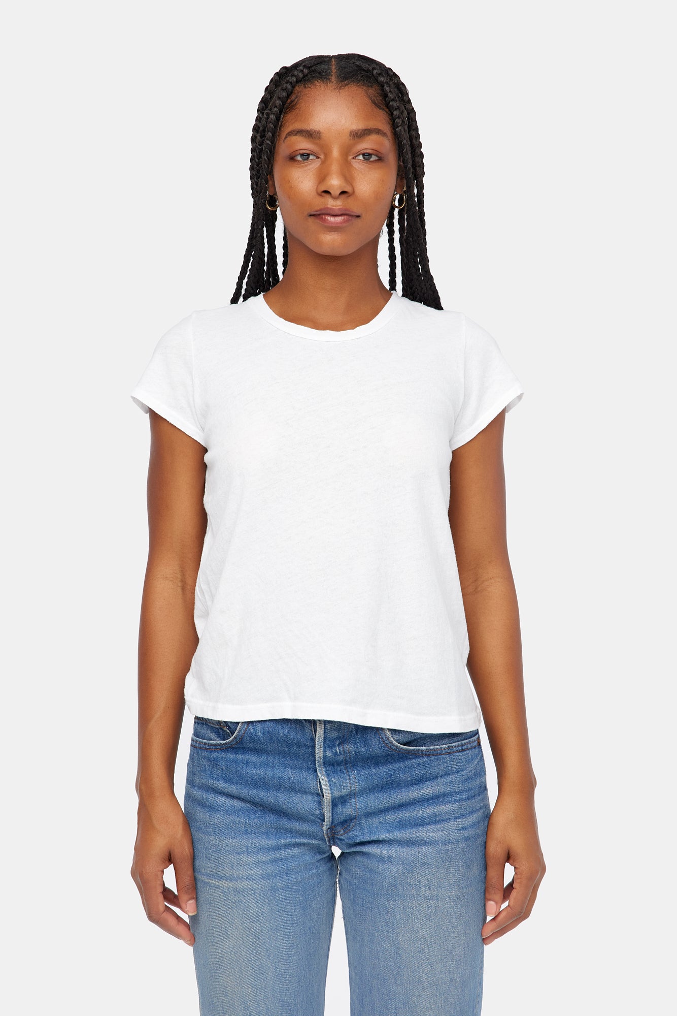 【LACAUSA/ラカウサ】C/N Kai Tee Frank Tee in White | Short Sleeve Cotton Uniform Tee