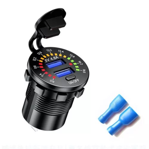 Dronehint 5V 4.8A Dual-USB Car Fast-Charging Charger Socket W/ LED Voltmeter Display Parts (For: Acura) Parts