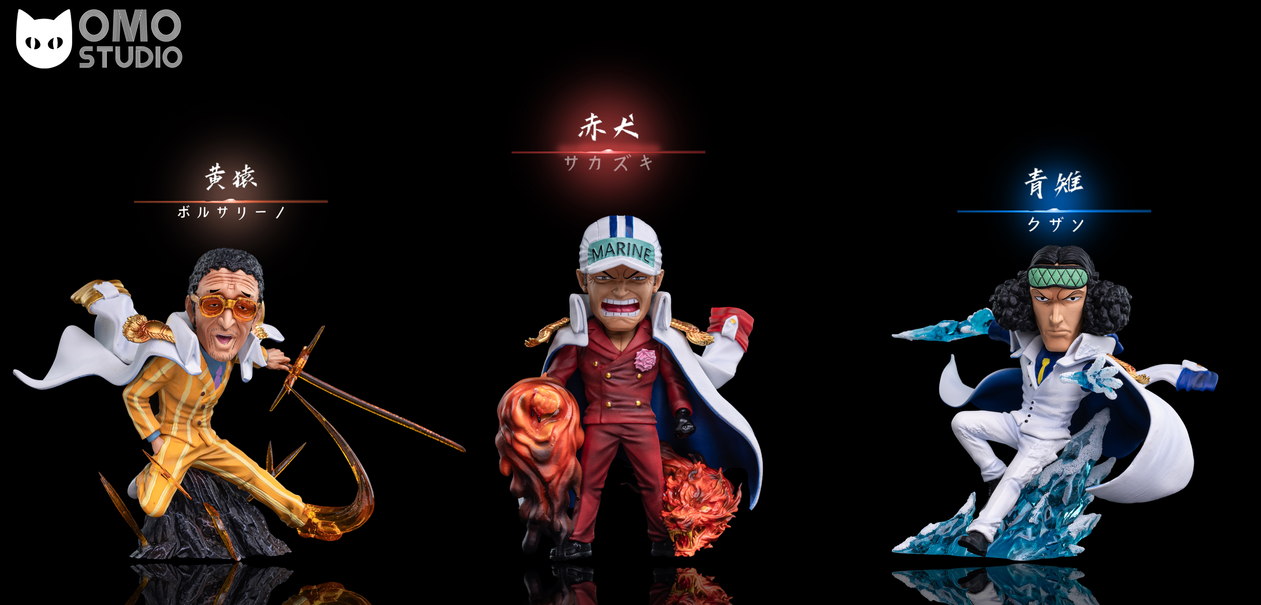 WCF Scale Three Marine Admirals - ONE PIECE Statue - OMO Studios