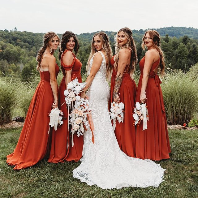 blue green bridesmaid dresses Hand Embroidered Bright Coral And Peach Layered Dress – Saris and Things main image 0