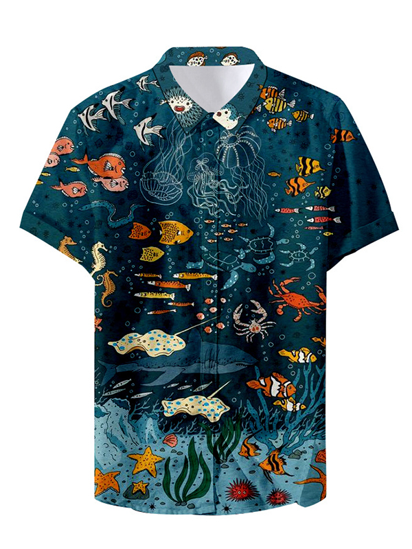 Printed Short Sleeves Lapel Blouses&shirts Tops