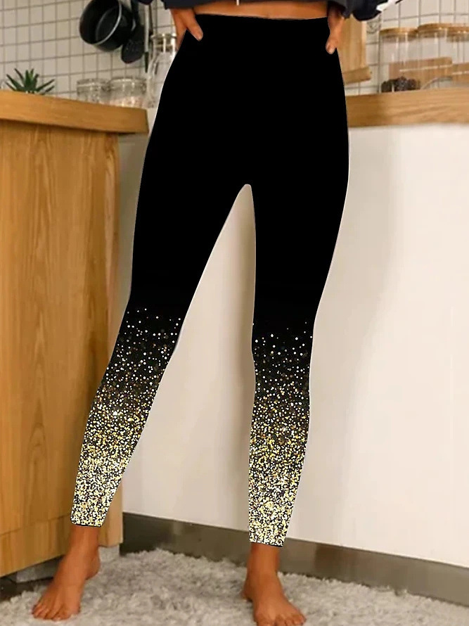 Plus Size Christmas Printed Stretch Leggings