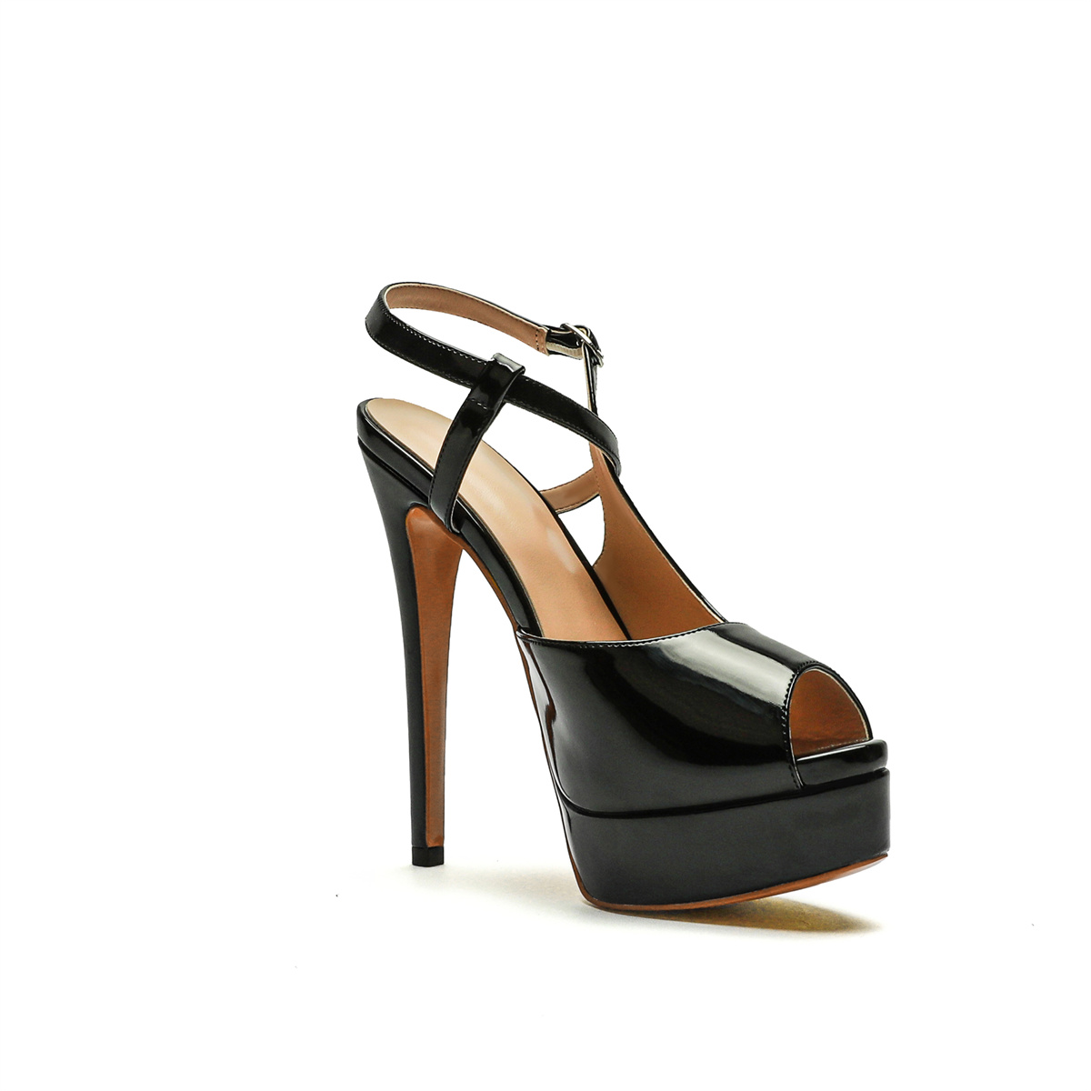 150mm Women's Stiletto High Heels Open Toe Platform Cross Strap Design High Heels-MERUMOTE