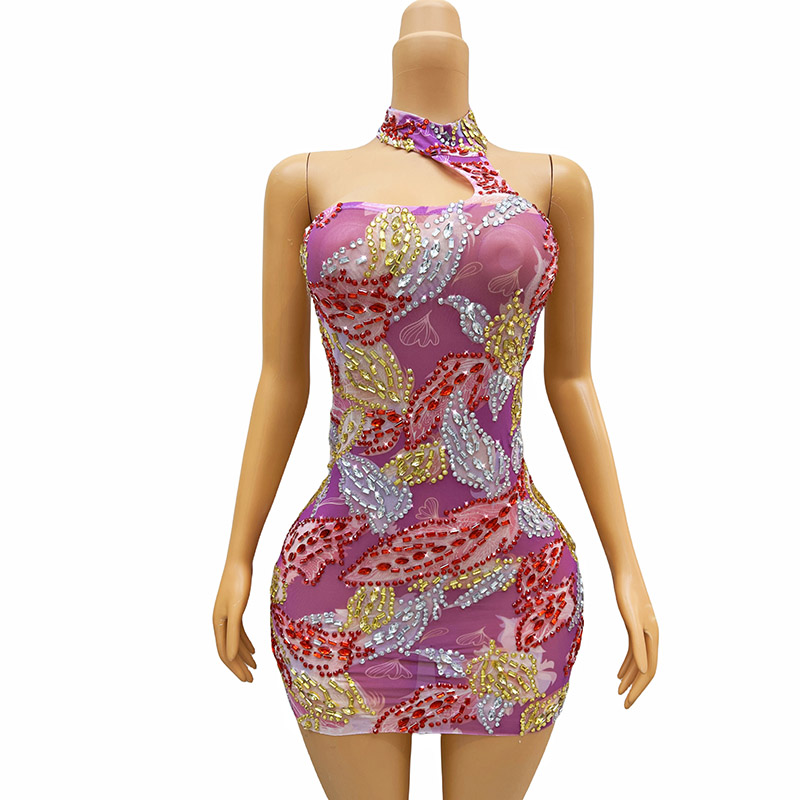 GOOSHOE Mini Rhinestone Dress Short Dresses For Party