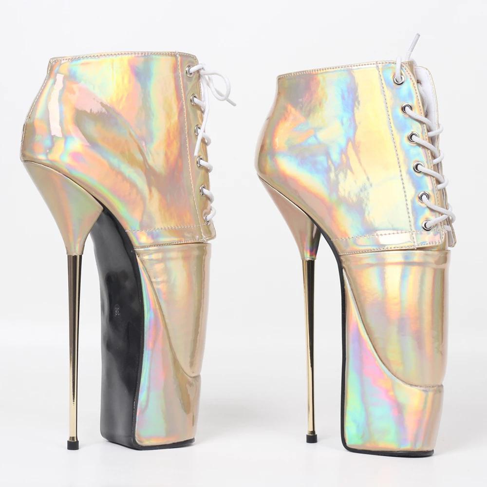 GOOSHOE Women Ankle Boots 22cm Super High Heel Platform Thin Heels Ballet Boots Plus Size Shoes