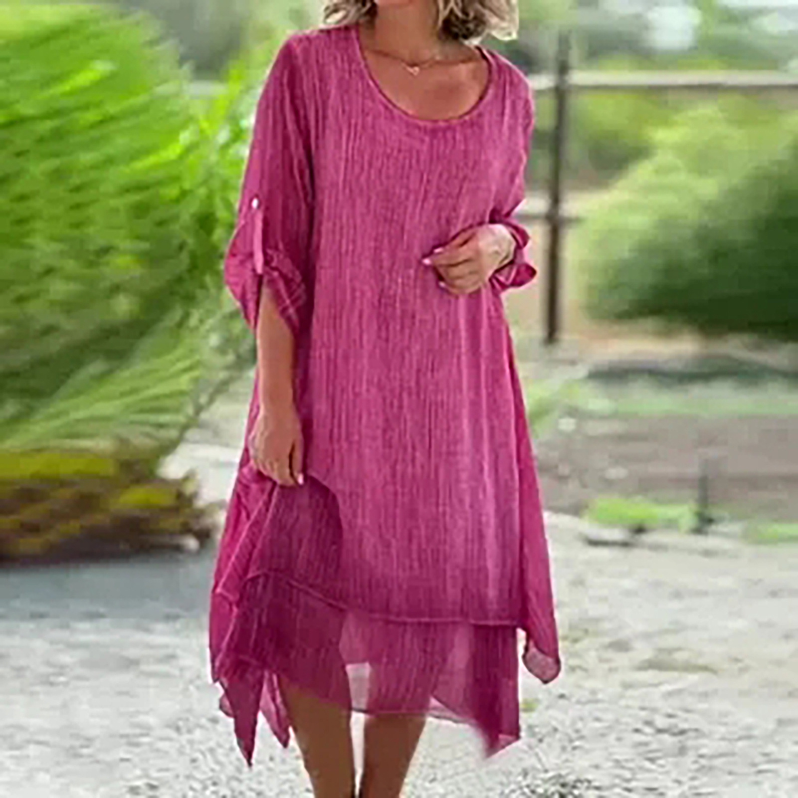 New casual crewneck double-layer Beach Dress
