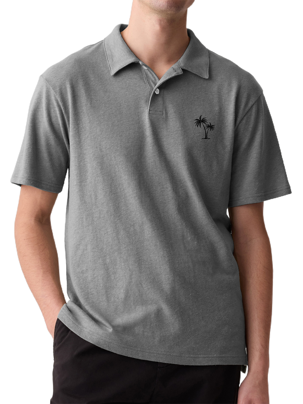 Men's Basic Daily Palm Tree Printed Versatile Polo Top