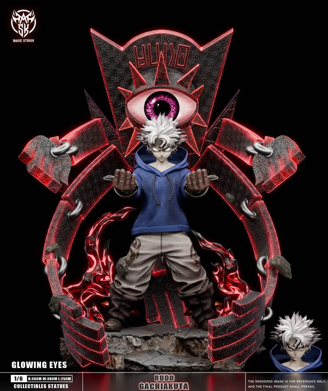 RAKUDO 1/6 Scale Rudo Surebrec with LED - Gachiakuta Resin Statue - Mask