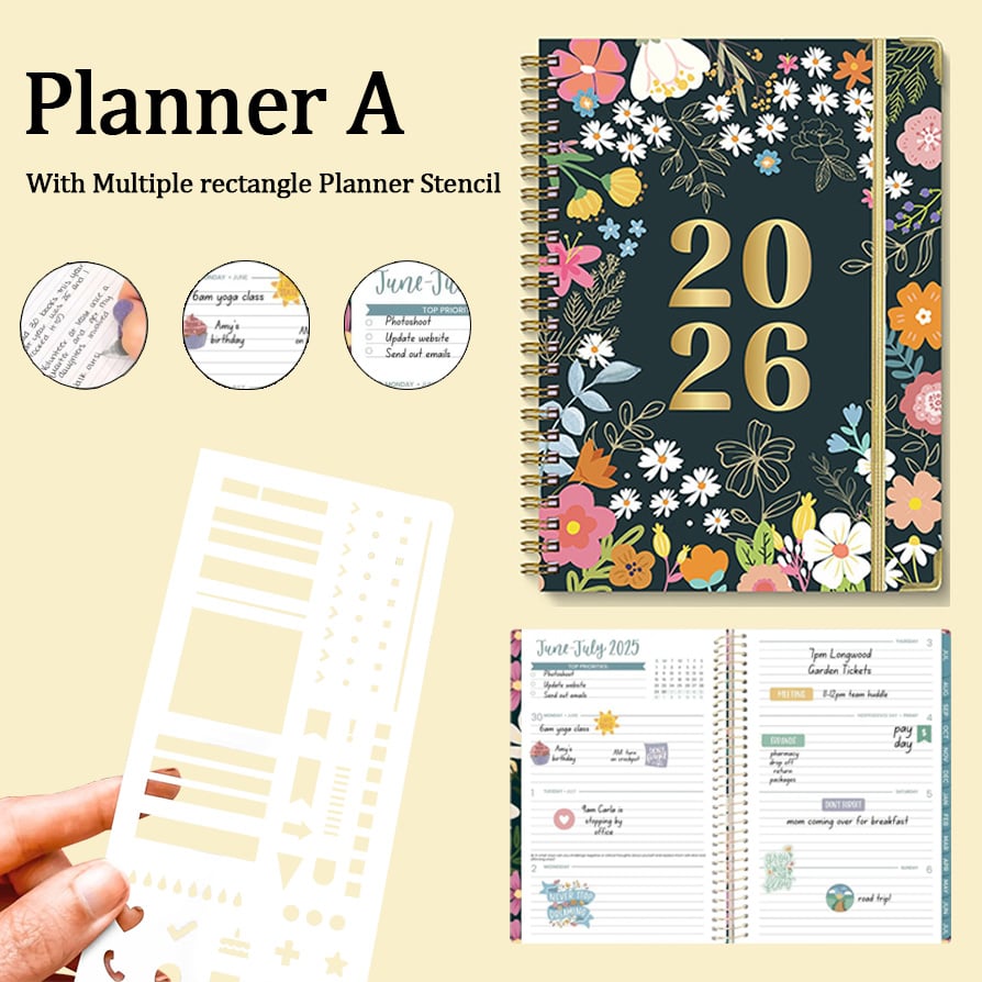 🔥Handmade Calendar Planner Stencil and 2026 Monthly Daily Weekly Study Planner(✨Same as in the video)