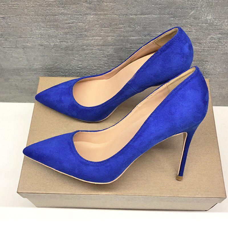 GOOSHOE Woman Pumps Blue 12cm Extreme High Heel Pointed Toe Pumps Pary Women Shoes
