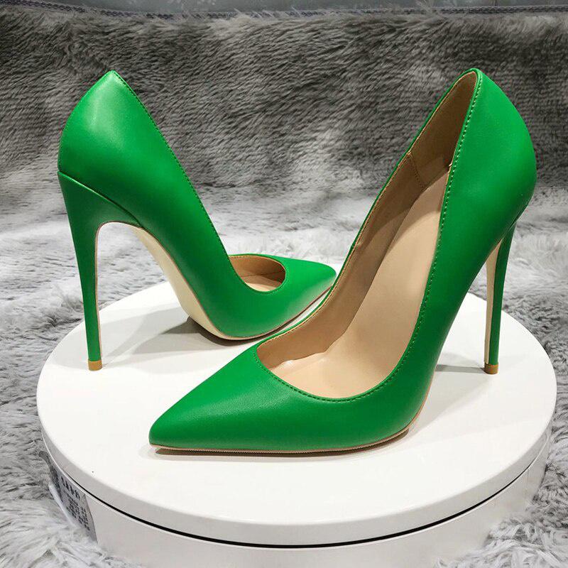 GOOSHOE Green 12cm High Heels Women Shoes Thin Pointed Toe Stiletto Pumps