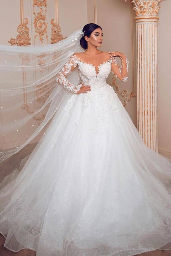 knee length dresses for ladies Classy Satin Wedding Dress with Long Sleeves Elizabeth Made to Order / White / 10 US (42 EU) main image 0