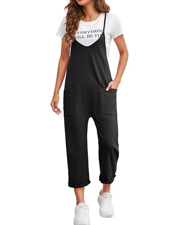 Casual Loose Solid Color Jumpsuit