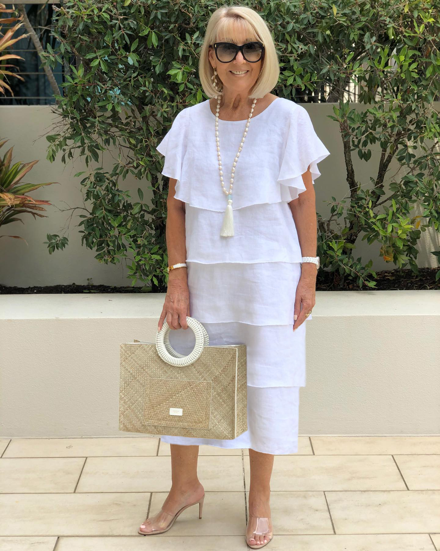 Plus Size Solid Color Soft White Tiered Midi Beach Tunic Dress
